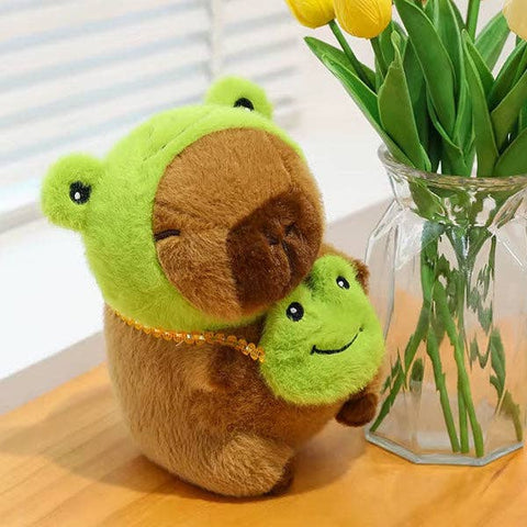 Capybara 9" Kawaii Matching Frog Hat & Purse Plush Toy