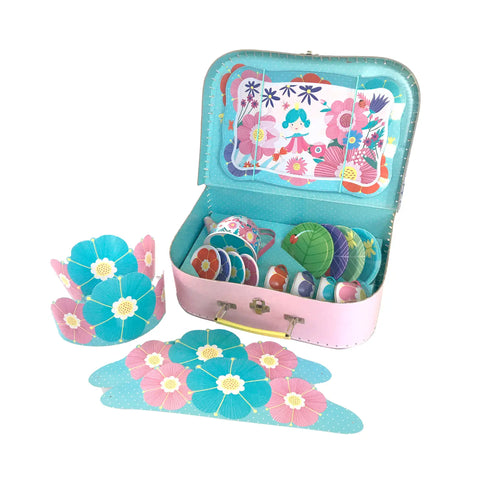 Bright Stripes Flower Fairy Tin Tea Set