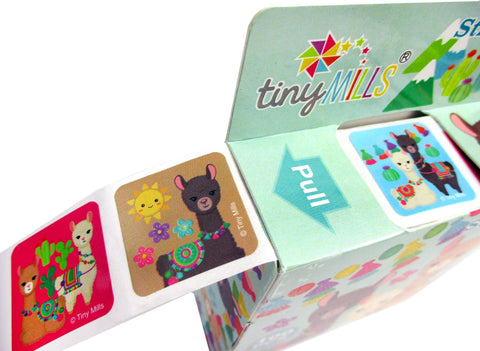 Tiny Mills Llama Stickers 100 Stickers/Dispenser, Pack of 12 Dispensers