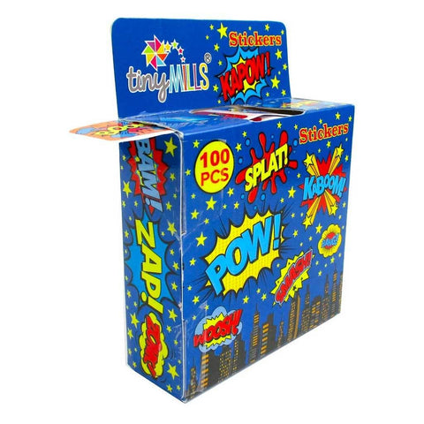 Tiny Mills Superhero Stickers 100 Stickers/Dispenser, Pack of 12