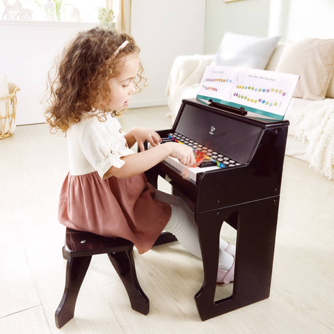 Learn with Lights Black Piano with Stool