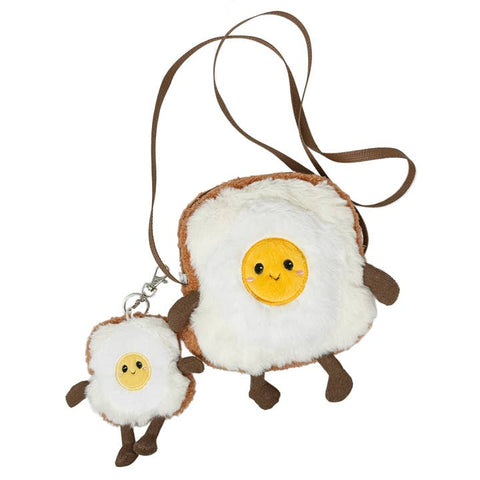 Hot Focus Fuzzy Crossbody Bag & Matching Keychain, Toast