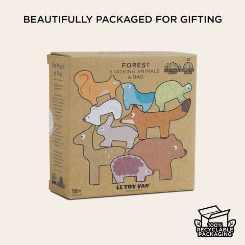 Le Toy Van Woodland Stacking Forest Animals & Bag