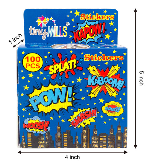 Tiny Mills Superhero Stickers 100 Stickers/Dispenser, Pack of 12