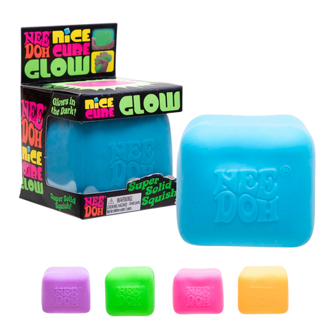 NeeDoh Nice Cube Glow Green Stress Ball [Glows in the Dark!]