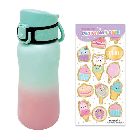 Hot Focus Stylish Stainless Steel Water Bottle, Sweets (12 FL Oz/350mL)