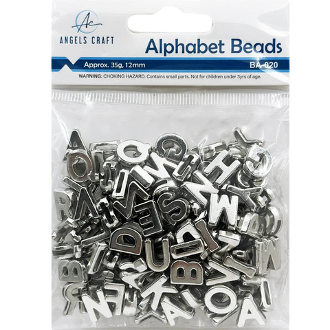 Angels Craft Acrylic Alphabet Silver Beads
