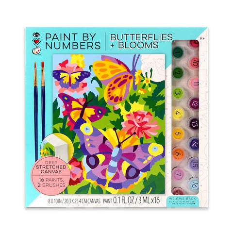 Bright Stripes Paint by Numbers: Butterflies + Blooms