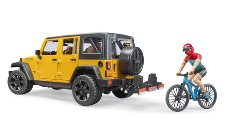 Bruder Jeep Wrangler Rubicon w Mountain bike and figure