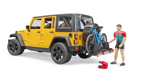 Bruder Jeep Wrangler Rubicon w Mountain bike and figure